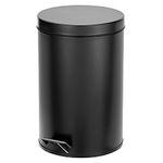 mDesign 3.2 Gallon/12 Liter Round Metal Step Trash Wastebasket, Garbage Container Bin for Bathroom, Powder Room, Bedroom, Kitchen, Craft Room, Office - Removable Liner Bucket - Black