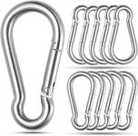 10 PCS Stainless Steel Spring Snap Hook Carabiner,for Keys Swing Set Camping Fishing Hiking Traveling - M4 1.57 Inch