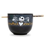 Disney The Nightmare Before Christmas Scary Jack Ceramic Dinnerware Set | Includes 20-Ounce Ramen Noodle Bowl and Wooden Chopsticks