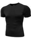 Black Short-Sleeved Compression Tops for Men - [Medium] Tight Fit Body Shaper T-Shirt and Base Layer. Moisture-Wicking Gym Clothes. Anti-Odour Fabric for Ultimate Performance and Comfort.