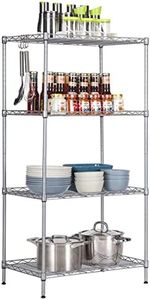 CAVSOIR 4 -Tier Shelf Carbon Steel Shelving Unit Adjustable Heavy Duty Wire Shelf Metal Height Shelves Unit Metal Storage Rack Durable Organizer (Silver, 4 Tier)