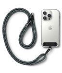 Ringke Holder Link Strap with Black Nylon Tag, Adjustable Crossbody Polyester Rope Lanyard Compatible with Universal Smartphone Case - Charcoal & Gray