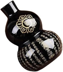 Jefuzh 天然黑曜石葫芦福禄摆件六字真言心经平安五福大悲咒家居玄关摆设-JZHMZGCJZZSYXGS-66750