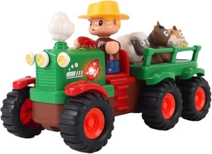 Tractor Toy with Farmer Figure & Farm Animals | Light & Sound Effects | Toddler Toy Vehicle with Swaying Horse, Sheep & Cattle | Hand-Eye Coordination | Gifts for Boys & Girls, Unisex, Ages 5+