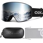 Odoland Ski Mask Kit, Wide View Cylindrical Snowboard Mask Anti-Fog UV Protection, Ski Goggles for Men and Women, Frames Black + Silver Lens VLT10%