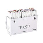 Shinhan Touch Twin Brush Markers 60 Set, Medium Tip, Multicolored, for Drawing and Coloring, Kid and Adult Friendly, Brush Tip, Cardboard Surface Recommended