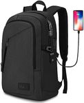 Mancro Business Travel Laptop Backpack, Anti Theft Slim Laptop Bag with USB Charging Port for Men and Women, Tech Computer Bag Fits 15.6 Inch Laptop and Notebook (Black)