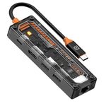 Portronics MPort View One 5-in-1 USB Type-C USB Hub/Docking Station,Type-C PD&Data, USB 3.0 SuperSpeed,USB 2.0,RJ45 Ethernet, 4K@30Hz HDMI,Transparent Case for Laptop, PC & More (Black)