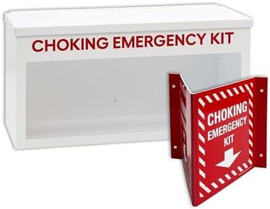 Choking Emergency Cabinet and Locator Sign Bundle - Wall-Mounted, Accessible Steel Cabinet for Storage of Anti-Choking Devices (Not Included) & High Visibility Locator Sign - Made in USA