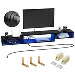 FABATO 71'' Floating TV Stand with LED Light Power Outlet, Floating Shelf for Under TV Wall Mount with Storage Shelf, Media Console Entertainment Center for Living Room, Black