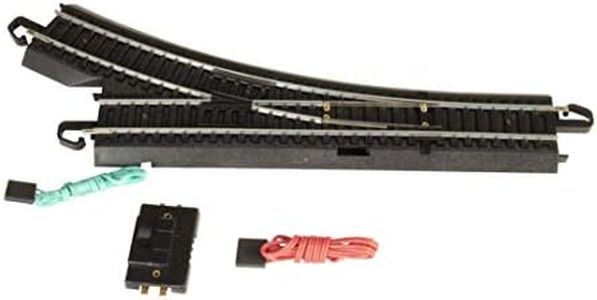 Bachmann Trains - Snap-Fit E-Z TRACK REMOTE TURNOUT - RIGHT (1/card) - STEEL ALLOY Rail With Black Roadbed - HO Scale