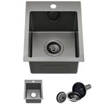 13 Black Drop in Small Kitchen Sink, 13 x 15 x 8 Inches T304 Black Stainless Steel Topmount Kitchen Bar Sink Prep Sink Mini Sink Laundry Sink Small Outdoor Sink RV Sink