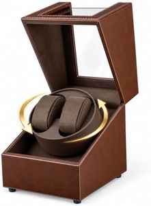 Mcbazel Watch Winder for Automatic Watches, Double Automatic Watch Winder Box with Quiet Japan-made Motor, Automatic Watch Display Storage Rotation Wristwatch Box with 2 Slots (Brown PU Leather)