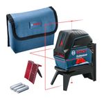 Bosch Professional cross line laser GCL 2-15 (red laser, interior, with plumb points, working range: 15 m, 3 x AA batteries, RM 1 rotating mount, laser target plate, protective bag)