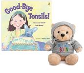 Tonsillectomy Gift :Ganz Get Well Soon Teddy Bear with a Blue Hoodie with Good-Bye Tonsils Book Gift Set