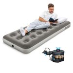Bestway Premium Camping Single Airbed with Cordless Battery Pump, Single Flocked Inflatable Bed Portable, Air Mattress, Outdoor Camping Air Bed
