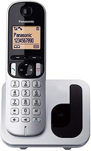 Panasonic Téléphone fixe sans fil avec écran LCD, identification de l'appelant, répertoire téléphonique à 50 numéros, touche de navigation, mode ECO, réduction du bruit TGC21 Solo (KX-TGC210) Argent