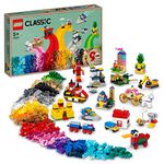 LEGO 11021 Classic 90 Years of Play Building Set, Bricks Box with 15 Mini Build Toys Including Toy Castle and Train, gifts for Boys & Girls Age 5 Plus