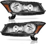 WEELMOTO Headlights Assembly Pair For 2008-2012 Honda Accord 4Dr,Replacement For 2008 2009 2010 2011 2012 Honda Accord Headlight Assembly Headlamp Replacement Black Housing Amber Reflector Left+Right