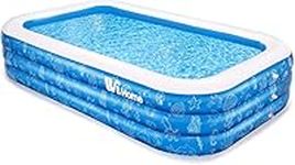 WBHome Inflatable Swimming Pool 118" X 70" X 22", Large Family Blow Up Pool for Kids, Adult, Infant, Toddlers,Outdoor, Garden, Backyard, Summer Water Party