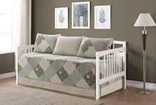 Linen Plus 5pc Daybed Cover Set Quilted Bedspread New (Green Beige Floral)