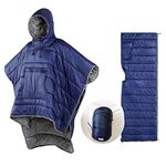 Thermal Poncho Wearable Hooded Blanket - Envelope Lightweight Camp Sleeping Bag Cloak Cape Windproof Compression Sack