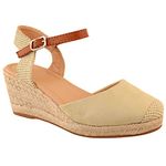 Fashion Thirsty Womens Platform Sandals Ladies Summer Wedge Espadrilles Sandals Buckle Ankle Strap Closed Toe Flatforms Comfy Mid Heel Casual Holiday Shoes