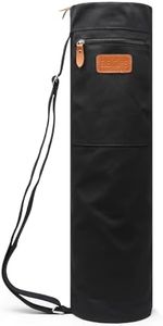 ELENTURE Canvas Yoga Mat Bag with Adjustable Strap & Pockets, Full-Zip Travel Gym Tote for Women & Men, Fits 1/4" & 1/3" Thick Mats, Lightweight Carrier for Yoga, Workout, Outdoor Use (Black-1)