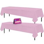 2pk Long Pink Table Cloth Party | 274 x 137cm | Plastic Table Cover Party Table Cloth Disposable Tablecloths for Parties | Plastic Tablecloth | Pink Disposable Tablecloth | Pink Plastic Table Cloth