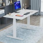 JIN OFFICE Height Adjustable Table Electric | Dual Motor 3-Stage | 125KG Wt. Capacity with 3 Memory Presets | Electric Sit Stand Desk (White 1500 x 750 mm Table Top)