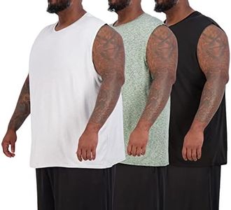 Real Essentials Men's Big and Tall Active Dry Fit Tank Top Wicking Active Athletic Gym Top Clothes Lounge Sleep Running Sleeveless Workout Tee Muscle Workout Running, Set 10, 5X, Pack of 3