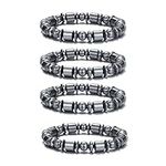 4 Pcs Magnet Hematite Therapy Bracelet Stress Relieving Hematite Bracelet Black Gallstone Energy Bracelet Hematite Magnet Couple Bracelet for Men Women (Black:C)