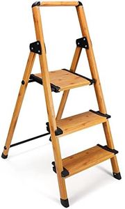 Delxo Aluminum Step Ladder Folding Step Stool 3 Step Stairs,Heavy Duty Woodgrain Finish Lightweight Anti-Slip Portable & Collapsible Long Handrails Perfect for Kitchen & Household 330 lbs