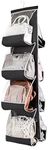 ZOBER Large Handbag Storage Organiser - Space Saving Breathable Nonwoven Hanging Rack, With 8 Easy Access Clear Vinyl Pockets, 360 Degree Chrome Swivel Hanger - Wardrobe Accessory Holder 122 x 30 cm