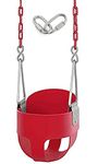 Reznor Heavy-Duty High Back Full Bucket Toddler Swing Seat with 60 inch Coated Swing Chains and Carabiners for Easy Install Fully Assembled, Red