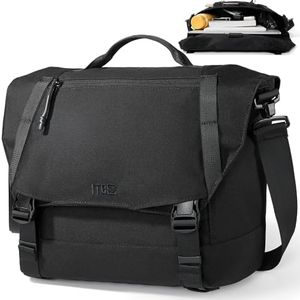 Tactical Messenger Bag for Men,Canvas Shoulder Bags,Satchel Bags for Men Women,Laptop Crossbody Bag for Travel Work School Casual Business,Gifts for Men Women Dad Husband(Black)