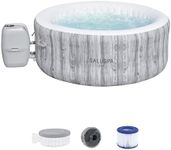 Bestway SaluSpa Fiji AirJet 2 to 4 Person Inflatable Hot Tub Round Portable Outdoor Spa with 120 Soothing AirJets and Cover, Gray