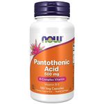 Now Foods, Pantothenic Acid, 500mg, 100 Vegan Capsules, Lab-Tested, Vitamin B5, High Dose, Gluten Free, SOYA Free, Vegetarian