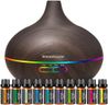 InnoGear Aromatherapy Diffuser & 10 Essential Oils Set, 400ml Diffuser Ultrasonic Diffuser Cool Mist Humidifier with 4 Timers 7 Colors Light Waterless Auto Off for Large Room Office, Dark Wood Grain