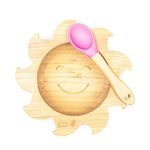 Wild & Stone | You are My Sunshine Baby Suction Bowl and Matching Spoon Set | Eco-Friendly Bamboo Baby Plate | Detachable Suction Base (Baby Pink)