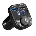 QUMOX Handsfree Call Car Charger,Wireless Bluetooth FM Transmitter Radio Receiver,Mp3 Audio Music Stereo Adapter,Dual USB Port Charger Compatible for All Smartphones