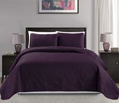 Mk Collection Diamond Bedspread Bed-Cover Embossed Solid Over Size New (King/California King, Dark Purple)