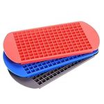 Aufell 3Pcs Mini ice Cube Trays 160 Grids Ice Cube Mold Square Shape Silicone ice Cubes Kitchen Mini Bar Pudding Mould Small Ice Cube Making Tool(Black/Blue/Red)