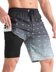 APTRO Men's Swim Trunks with Compression Liner Bathing Suit Quick Dry Swim Shorts MP338 L