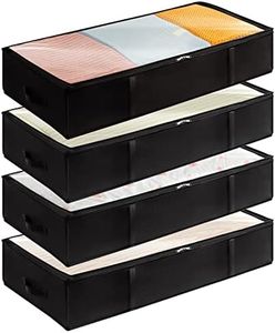 Lifewit 90L 4 Pack Under Bed Storage Containers, Large Capacity Blanket Storage Bags with Reinforced Handle, Organization and Storage for Comforters, Sheets, Clothes, Bedroom, College Dorm, Black