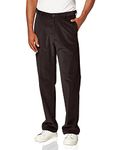 Haggar Men's Corduroy Expandable Waist Classic & Straight Fit Flat Front Pant, Espresso, 42W x 32L