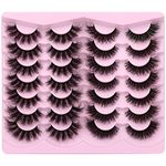 Newcally False Eyelashes Fluffy Wispy Faux Mink Lashes 8D Volume Long Cat Eye Lashes Dramatic 18MM 2 Styles Mixed Fake Lashes 14 Pairs Pack