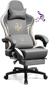 GTPLAYER Gaming Chair with Bluetooth Speakers and Footrest, Ergonomic Computer Desk Chair Heavy Duty High Back Lumbar Support Home Office Chair (Grey)