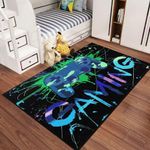 Capslpad Game Controller Area Rug 80x120cm Non-Slip Colorful Gaming Rug Short Pile Printed Gamepad Carpet for Boys Room Machine Washable Bedside Play Mat Rugs for Teenager Living Room Playroom Decor