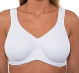 GEM Womens High Impact Sports Bra Underwired Plus Size Sports Bra Large Bosom Bra 42F White